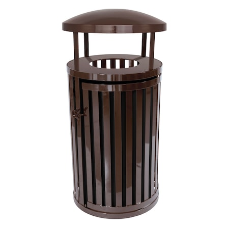 Ex-Cell Kaiser 45 Gallon Covered Trash Can with Gate, Brown SCTP-40 D COF