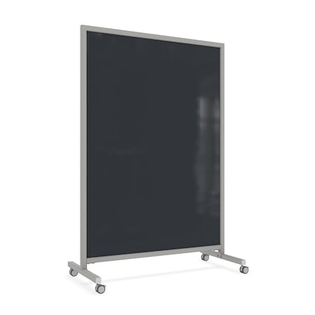 Ghent EZ Mobile Glassboard, Aluminum Frame, Magnetic, 75"H x 50"W, Black EZ1MA7550BK