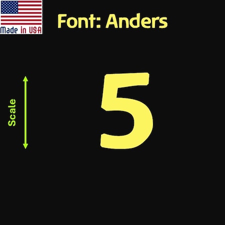 Aacc Self-Adhesive Vinyl Number: 5, Size: 1.5 in. Color: Yellow Font: Anders, 1 sticker AACC-Anders-N5-Yellow-I1.5x1