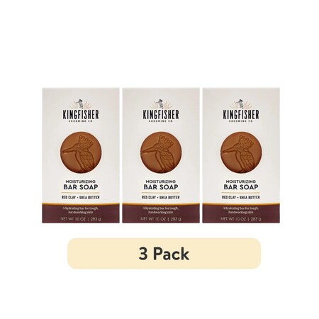 Kingfisher Grooming Co Men's Moisturizing Bar Soap, Bourbon and Maple, 10 oz, 3PK ST3358-VM