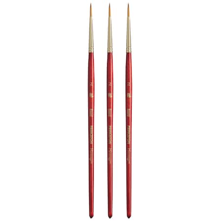 Princeton Heritage Round Brush, Synthetic Bristles, Short Handle Watercolor Paintbrush, Scarlet, Size 2, 3PK P4050R2