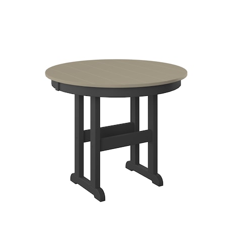 Polybird 38" ROUND TABLE.         WEATHERWOOD AND BLACK POLYBIRD P15-R