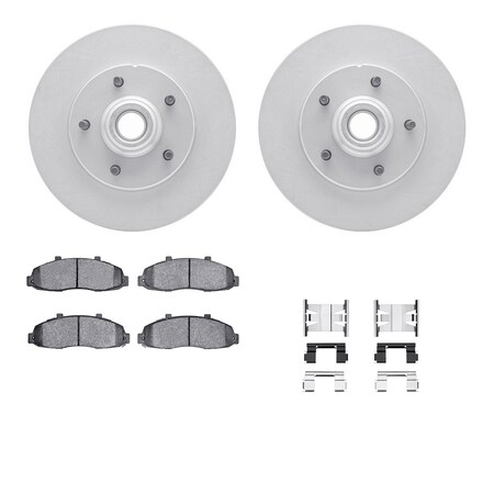 Dynamic Friction Co DFC GEOSPEC Coated Rotor- Heavy Duty Brake Pad includes Hardware 4412-54016