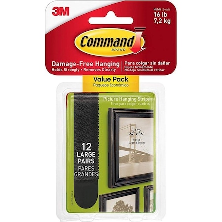 Command PIC HANGING STRIP BLACK L 15LB 17206BLK-12ES