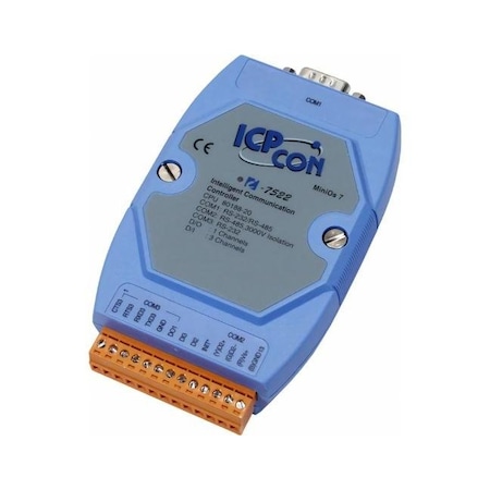 Icp Das Embedded communication controller, 2 ports. Supports operating temperatures between I-7522