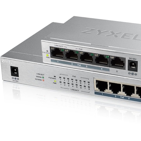 Zyxel Communications - 8 PORT GIGABIT POE+ UNMANAGED SWITCH 60W BUDGET GS1008HP