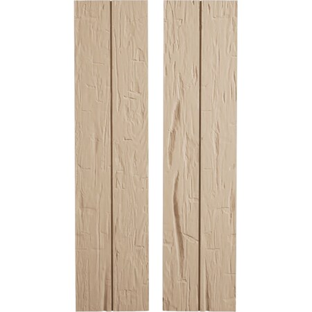 Ekena Millwork Rustic Two Board Joined Board-n-Batten Hand Hewn Faux Wood Shutters w/No Batten, 11W x 52H, PR SHUBJN11X52HHPR