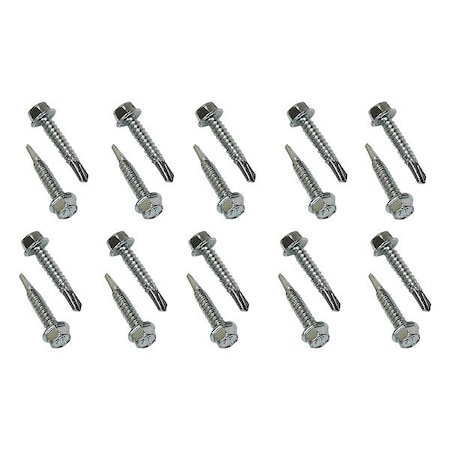 Snap-Loc Self-Drilling Screw, 1/4" x 1-1/4 in, Zinc Plated Steel Flange Hex Head External Hex Drive, 20 PK SLFETM20114