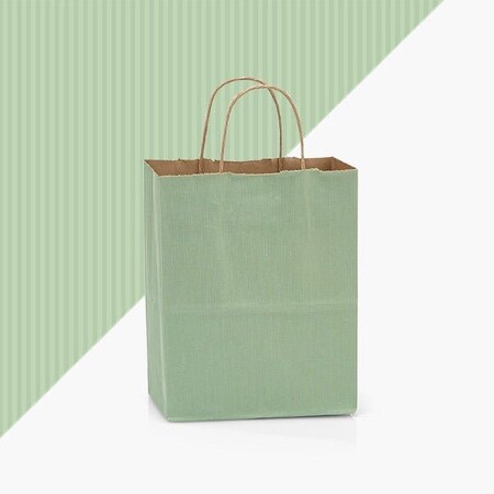 Nashville Wraps Sage Green Shadow Stripe Kraft Bag, Cub 8x4.75x10.5, 100PK SASHC