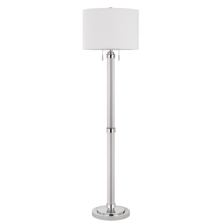 Homeroots 60" Chrome Two Light Traditional Shaped Floor Lamp With White Rectangular Shade 526273