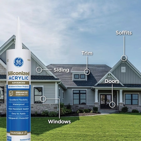 Ge Siliconized Acrylic Advanced Window & Door Sealant White 10 Oz. Cartridge 2863841
