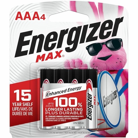Energizer Energizer Max AAA Alkaline Battery, 1.5V DC, PK4 E92BP-4