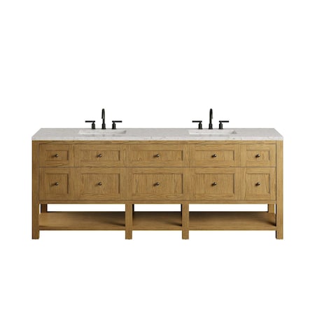 James Martin Vanities Breckenridge 84" Double Vanity, Light Natural Oak w/ 3 CM Eternal Jasmine Pearl Top 330-V84-LNO-3EJP