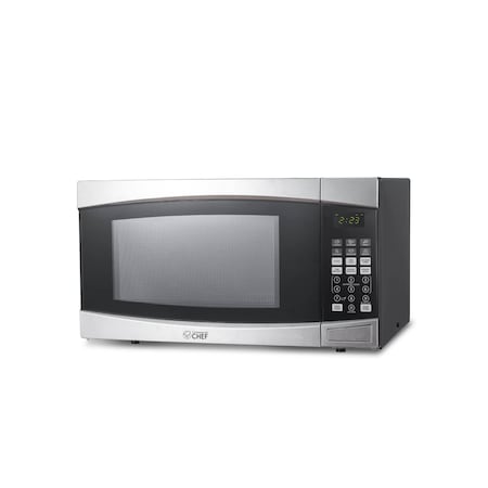 Commercial Chef 1.4 Cu.Ft. Countertop Microwave Oven, 1100 Watts, Small Compact Size, 10 Power Levels, Stainless Steel CHM14110S6C