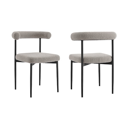 Armen Living Shannon Dining Chair with Matte Black Iron and Thundercloud Gray Fabric - Set of 2 LCSNSIBLKTGRY