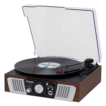 Abacusabaco Victor Lakeshore 5-in-1 Hybrid Bluetooth Turntable System w USB and RCA Output Espresso AB3543630