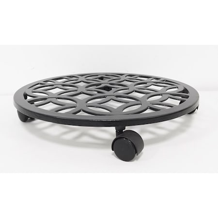 Living Accents 3 in. H Black Iron/Plastic Wheeled Plant Stand 58062