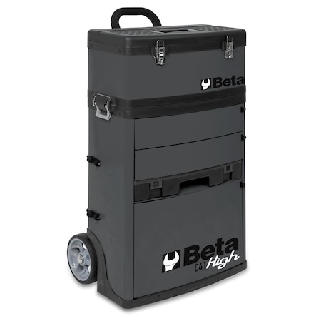 Beta C41H Tool Cart, 3 Drawer, Gray, Sheet Metal, 21 in W x 13 in D x 36 in H C41H-G
