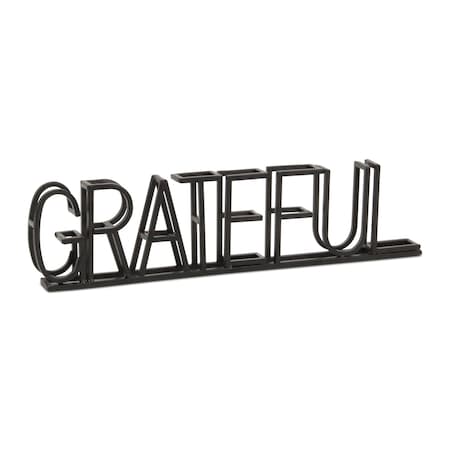Homeroots 17" Black Metal Grateful Tabletop Sign 635390