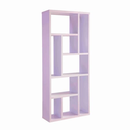 Homeroots 71" White Wood Nine Tier Geometric Bookcase 630391