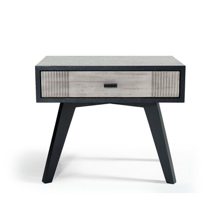 Homeroots Black and Gray Contemporary Wooden Nightstand with Single Drawer 473017
