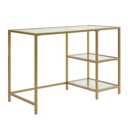 Homeroots 42" Clear and Gold Glass and Metal Computer Desk 516427
