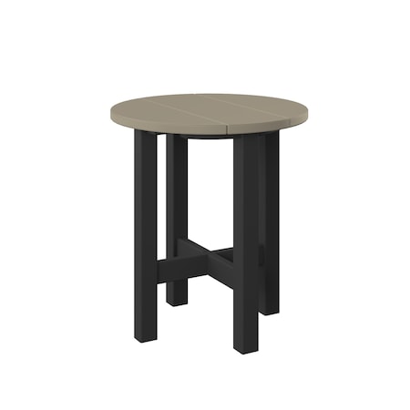 Polybird ROUND END TABLE.      WEATHERWOOD AND BLACK POLYBIRD P53