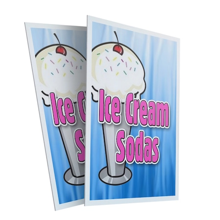 Signmission Ice Cream Sodas, Plastic Signs Only 24 Inch x 36 Inch, Corrugated Plastic, 2PK CSB-2436-2PACK-Ice Cream Sodas
