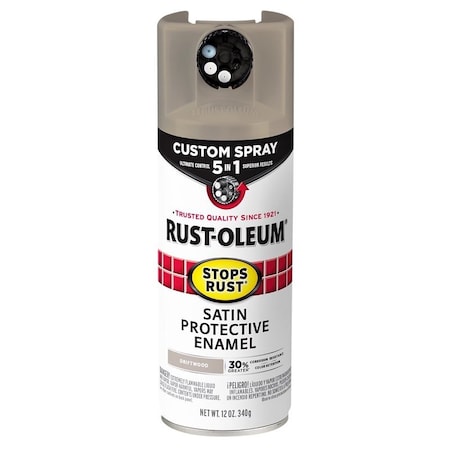 Rust-Oleum Rust Preventative Spray Paint, Satin, Driftwood, 12 oz, Aerosol Can 376876