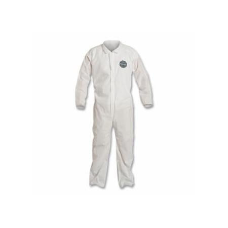 Dupont Proshield 10 Coverall, Collar, Open Wrists and Ankles, Zipper Front, Storm Flap, White, Large, 25PK 251-PB120SW-LG