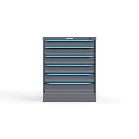Strong Hold 6 drawer cabinet - (1x 3ft, 4x 4ft, 1x 5ft) - Blue accents - Keyed Alike S3036-PPAAS-0602FS