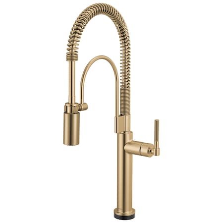 Brizo Litze SmartTouch Semi-Professional Kitchen Faucet, Knurled Handle Luxe Gold 64343LF-GL