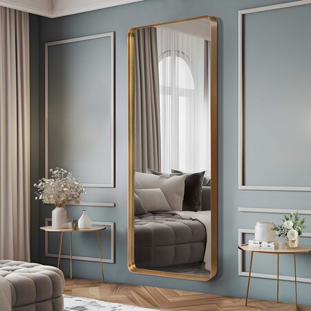 Homeroots 71" Gold Metal Framed Standing Mirror 564614
