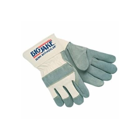 Mcr Safety Big Jake Premium A+ Side Split Leather Work Gloves, 1700, Canvas/Jersey Lining, Single Palm, 12PK 127-1700M