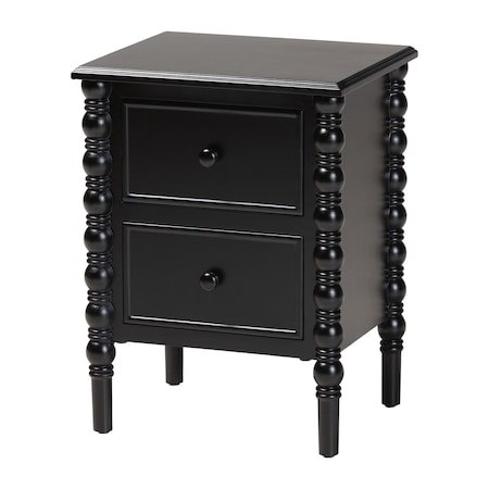 Baxton Studio Malinda Classic Black Wood 2-Drawer End Table with Spindle Legs 253-14065-ZORO