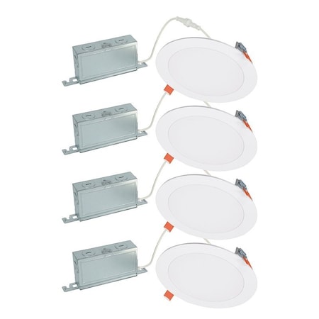 Halo HLB Lite Series Canless Downlight, 10.8, 10.1, 11.3, 11.2, 10.8 W, 120 V, LED Lamp, Plastic, White HLBSL609FS5-4PK