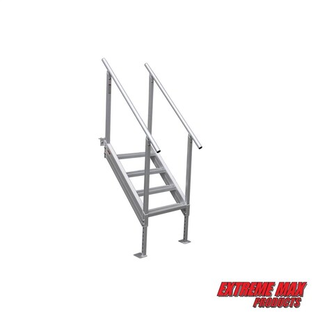 Extreme Max 3005.3843 Universal Mount Aluminum Dock Stair - 4-Step 3005.3843