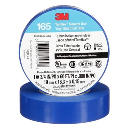 3M Temflex Vinyl Electrical Tape 165, 10PK 7100169429
