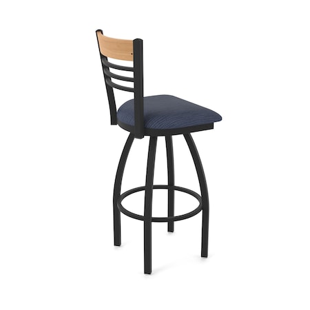 Holland Bar Stool Co Eleanor 25in Swivel Counter Stool with Black Wrinkle Finish, Medium Back and Graph Anchor Seat 880