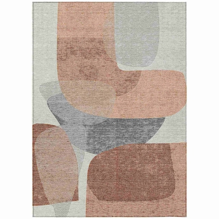 Homeroots 10' X 14' Rust And Gray Abstract Washable Indoor Outdoor Area Rug 632178