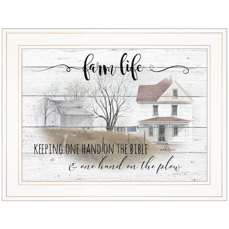 Homeroots Farm Life 5 White Framed Print Wall Art 406345
