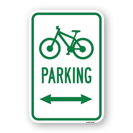 Signmission Bicycle Parking With Double Arrow, Heavy-Gauge Aluminum, 18" x 24", A-1824-25290 A-1824-25290