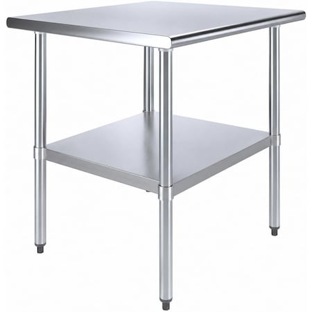 Amgood 30 in. x 36 in. All Stainless Steel Work Table, 35in. Height Commercial Prep Table with AMG WTSS-3036-Z