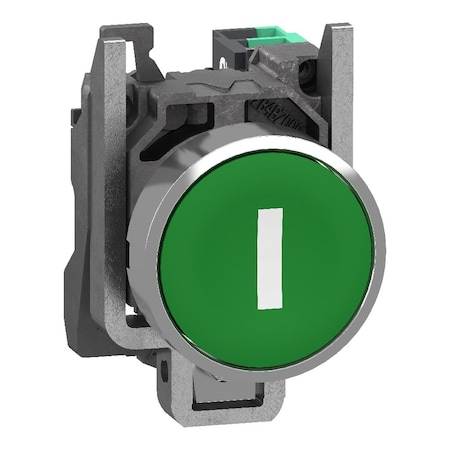 Schneider Electric Push Button Operator, 22 mm, 1NO, Green XB4BA33115