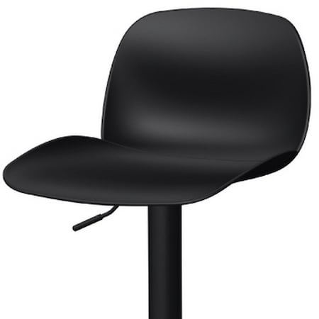 Homeroots Set of Four Black Heavy Duty Plastic and Metal Mid Back Adjustable Height Swivel Bar Chairs 565373