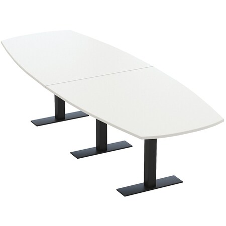 Skutchi Designs Arc Boat Conference Table With Power, 48 in W, 120 in L HAR-ABOT-48X120-T.BK-W960-NA