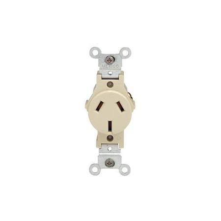 Leviton SingleReceptacleOutlt, 20A, Ivory, 125/250V 5032-I