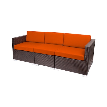 Bfm Seating Aruba 83.25in Wide Outdoor Wicker Sectional Sofa with Sunbrella Cushions PH5101JVW-14086