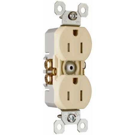 Legrand Straight Blade Receptacle, 5-15R, 15 A, 125V AC, 2 Pole, 3 Wire, Self-Grounded 3232TRICP8