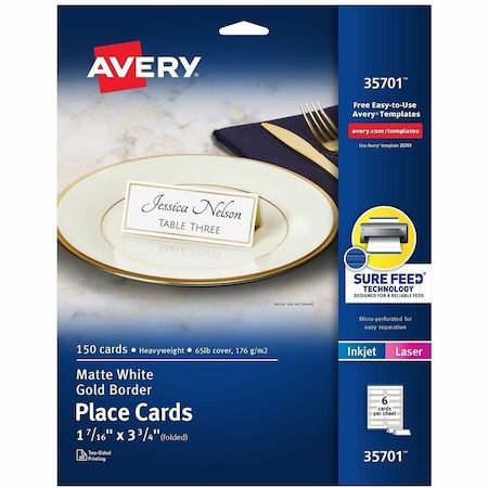 Avery Place Cards with Gold Border, 1-7, PK150 35701